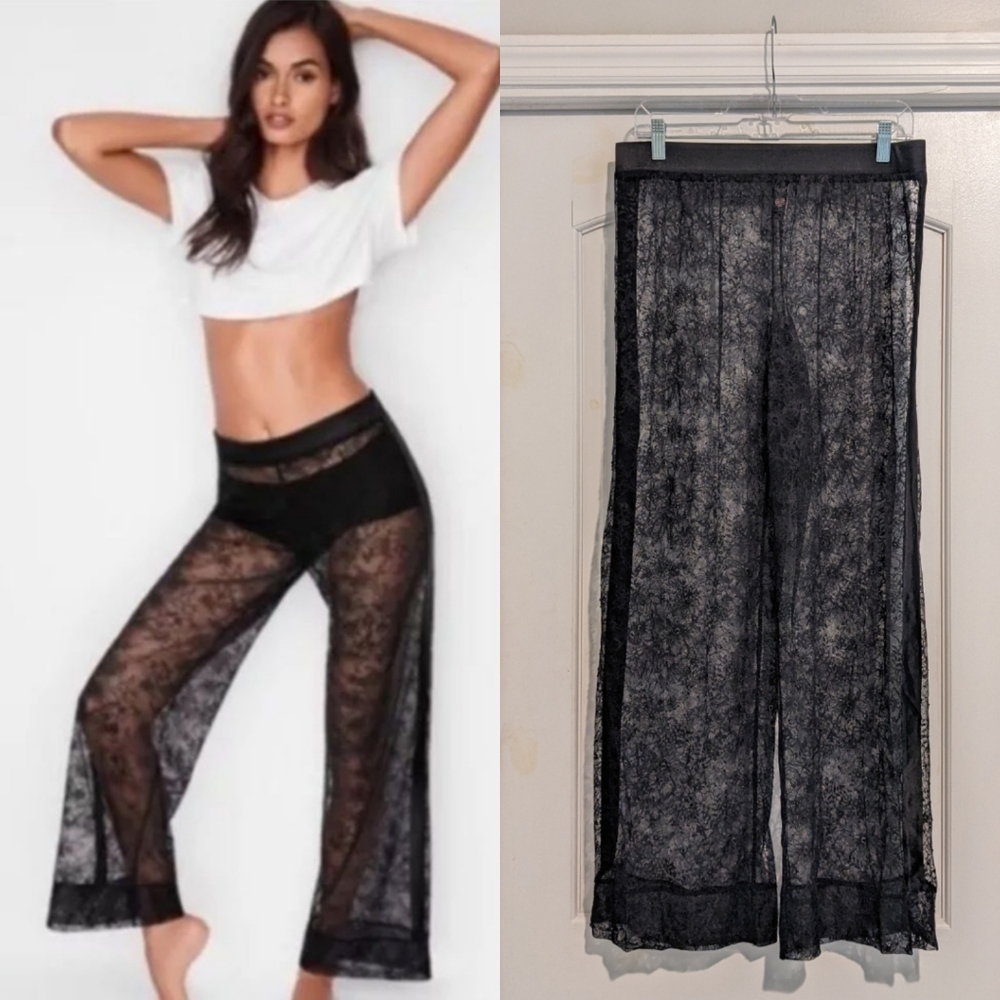 NWOT Victoria's Secret Sheer Lace Wide Leg Pants SzM
